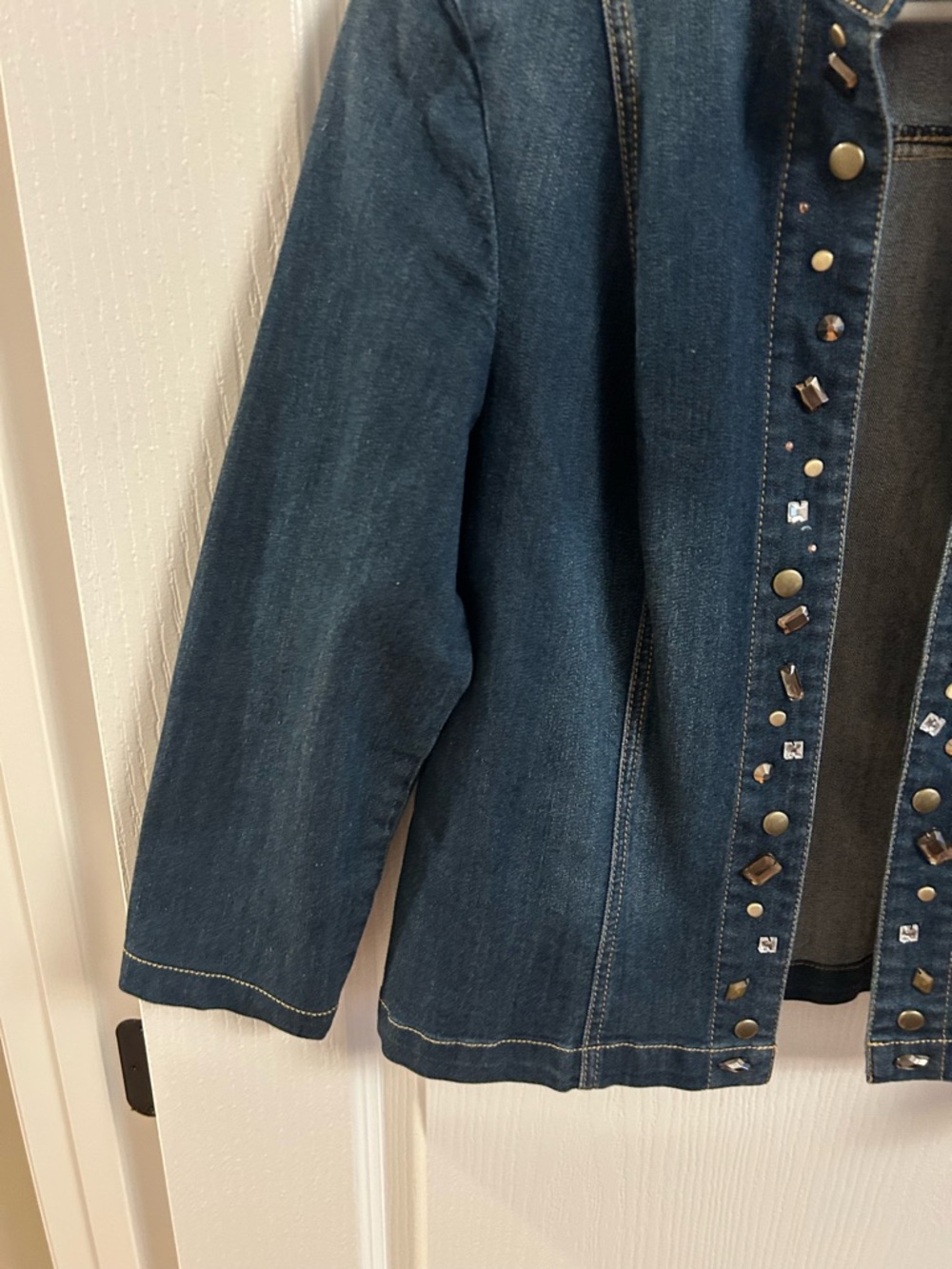 Chico's Indigo Denim Jacket with Silver Studs - Picture 3 of 5